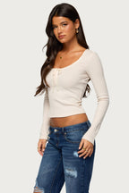 Lamia Waffle Long Sleeve Top