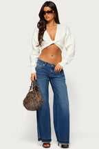 Lorrie Twist Front Cropped Knit Sweater