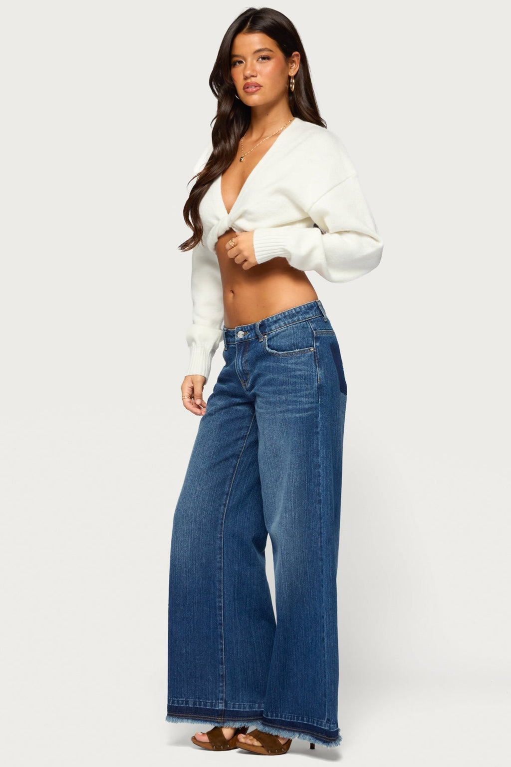 Lorrie Twist Front Cropped Knit Sweater