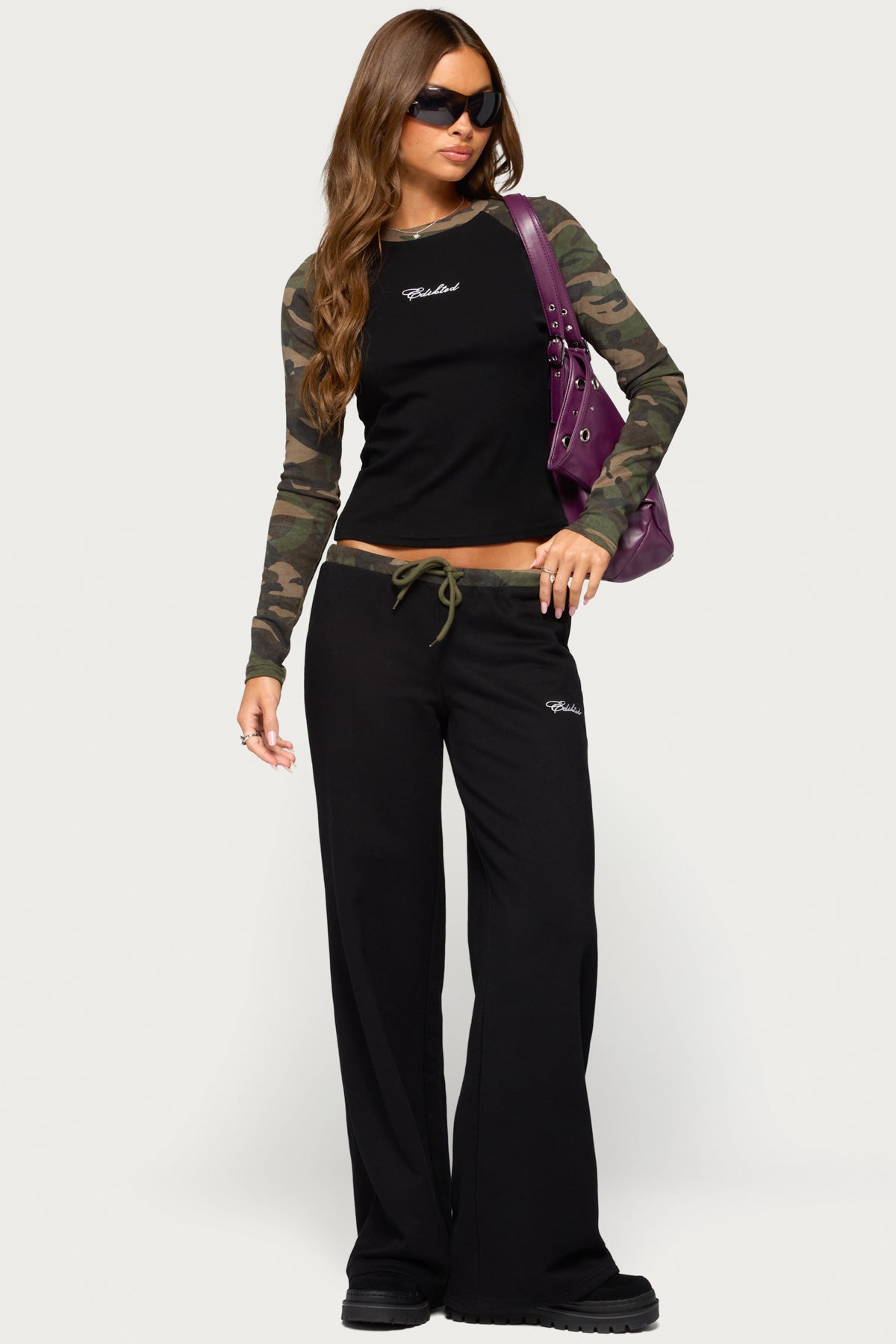 Taye Camo Raglan Long Sleeve Top