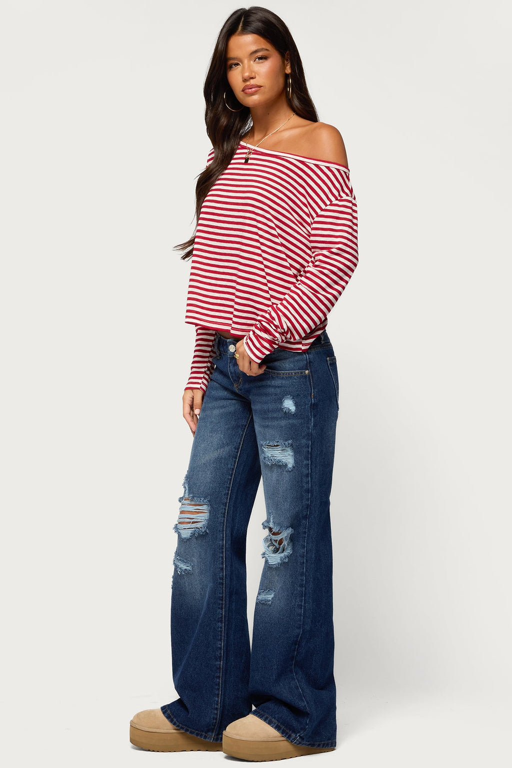 Kathee Striped Off Shoulder Top