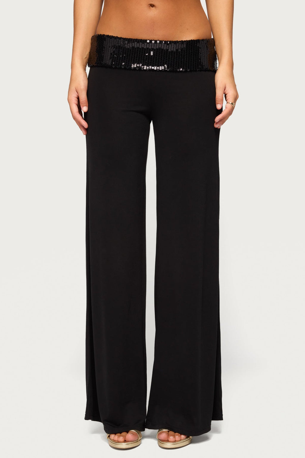 Moni Low Rise Foldover Sequin Pants