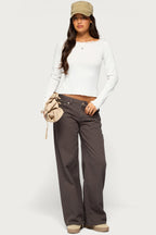 Jasmina Pointelle Lacey Long Sleeve Top