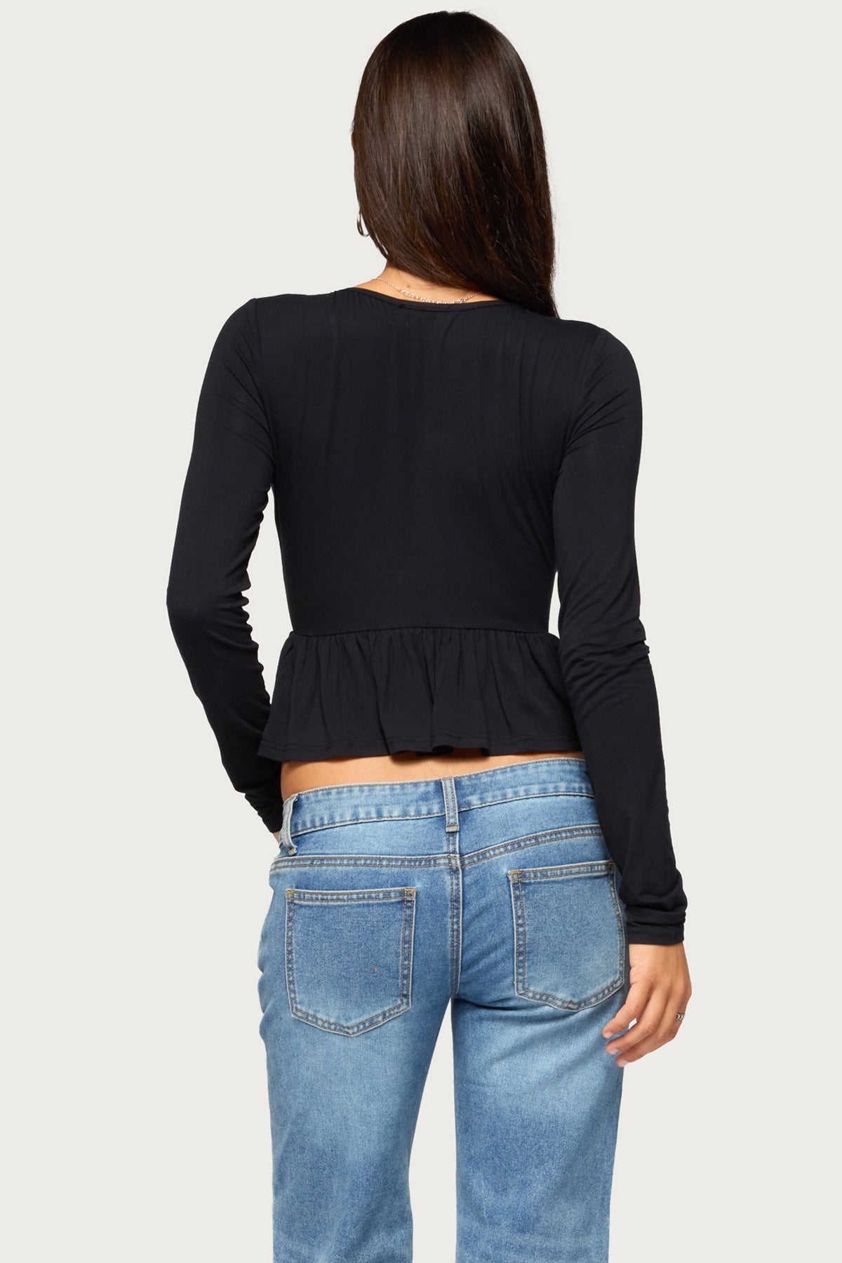 Corrah V Neck Studded Peplum Top