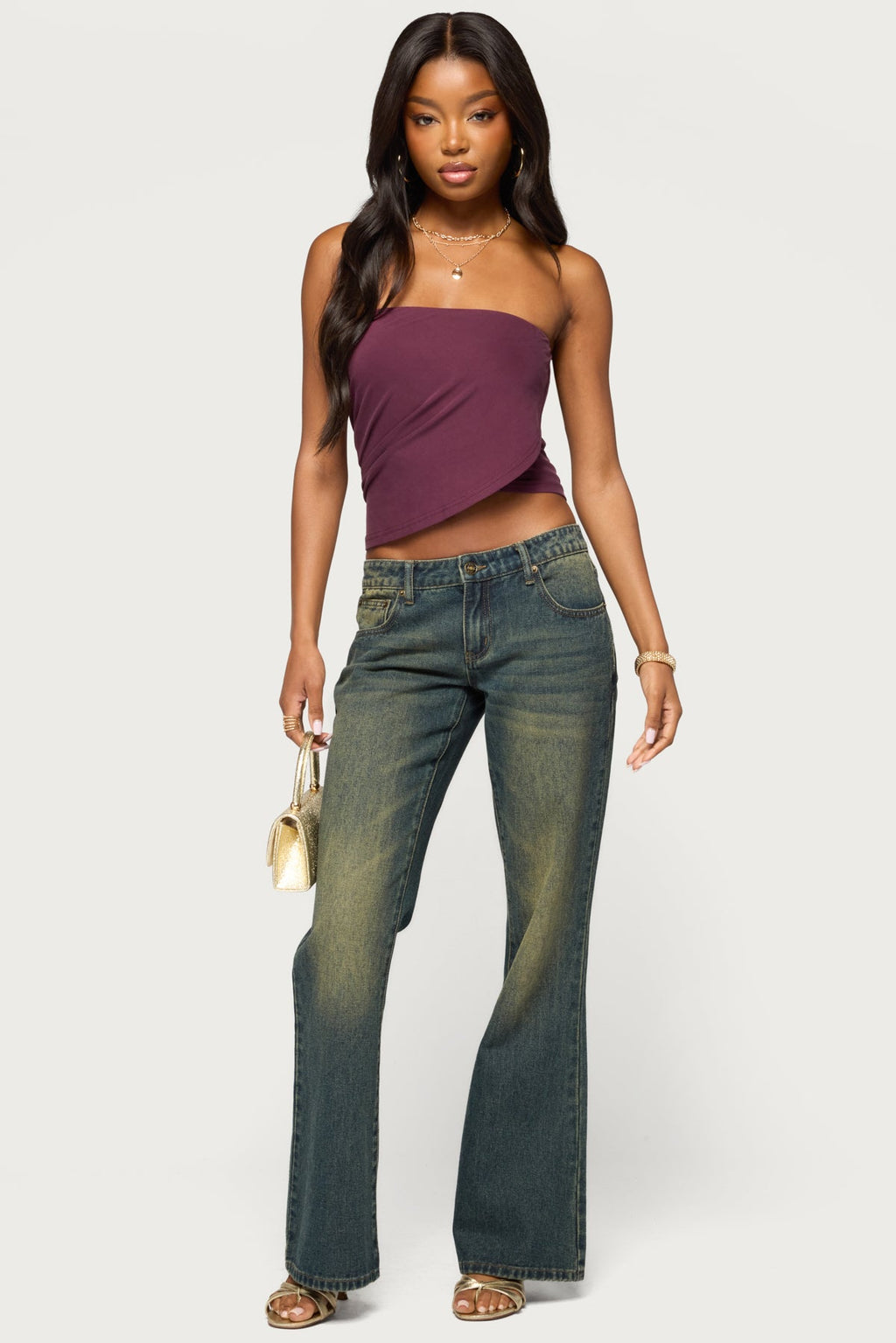 Amei Asymmetric Strapless Wrap Top