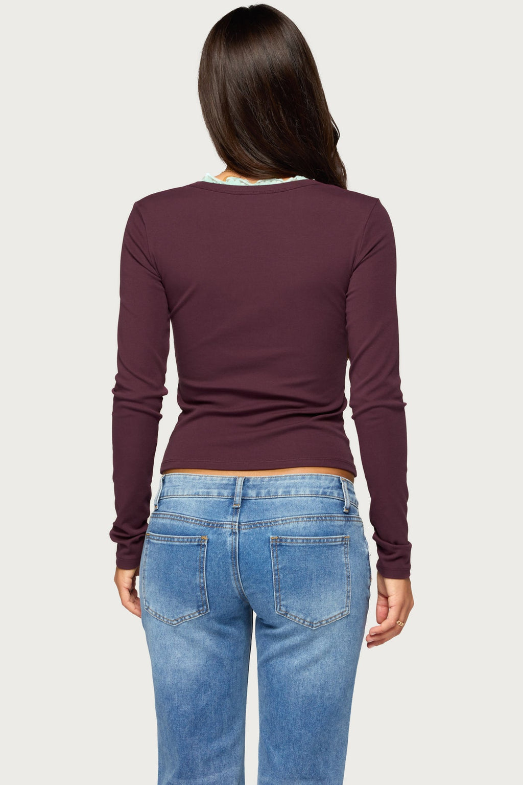 Bostyn Lacey Long Sleeve Scoop Neck Top