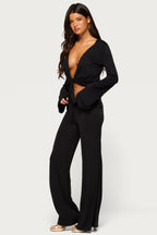 Moni Tie Front Long Sleeve Top