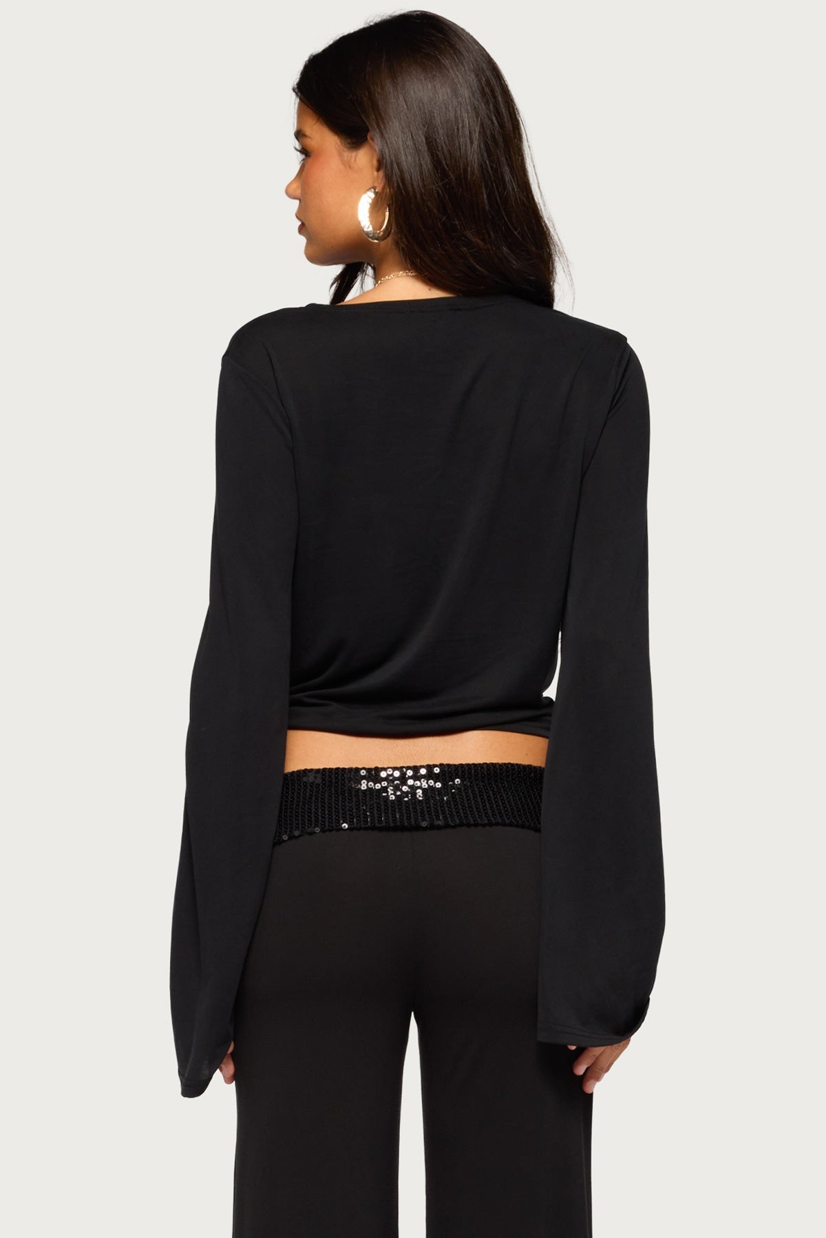 Moni Tie Front Long Sleeve Top